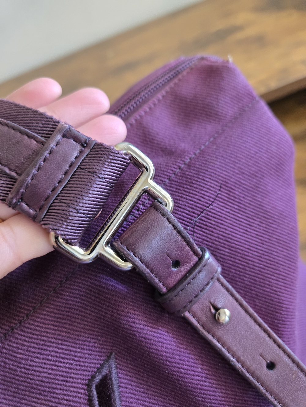 Yves Saint Laurent Purple Logo Canvas Tote - Picture 5 of 14